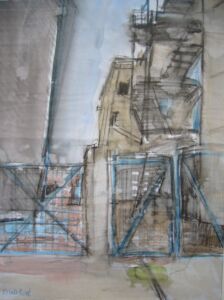 Stairway 2000, Watercolour (framed), 33x23cm
