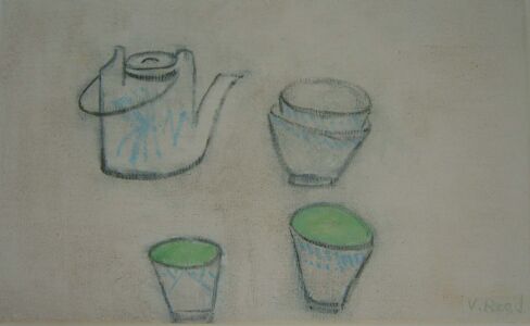 Bowls and Teapot 2005, Oil on canvas, 22x35cm